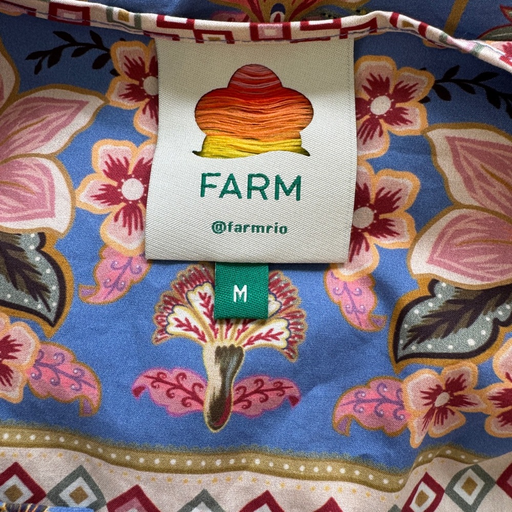 FARM Rio Blue Floral Midi Dress with Pink & Green Accents - Picture 9 of 16